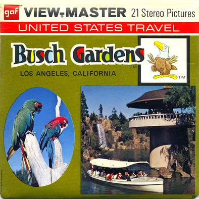 Busch Gardens, Los Angeles CA - View-Master 3 Reel Packet - 1970s views - vintage - (PKT-A233-G3Bm) Packet 3dstereo 