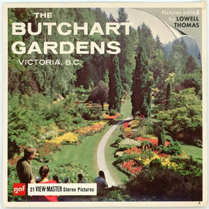 Butchart Gardens - View-Master 3 Reel Packet - 1970s views - vintage - (A016-G3A) Packet 3dstereo 
