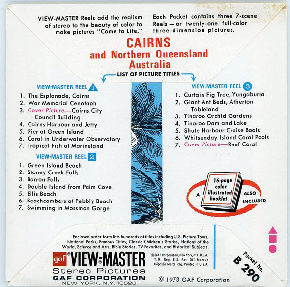 Cairns and Northern Queensland Australia - View-Master 3 Reel Packet - 1970s Views - Vintage - (zur Kleinsmiede) - (B290-G3A) Packet 3dstereo 