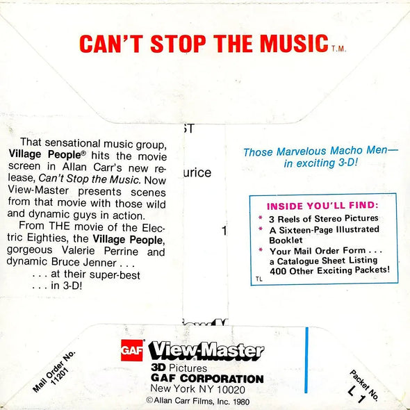 Can't Stop the Music - View-Master 3 Reel Packet - 1970s - Vintage - (PKT-L1-G6) Packet 3Dstereo 