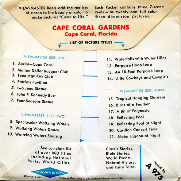 Cape Coral Gardens - View-Master 3 Reel Packet - 1960s Views - Vintage - (PKT-A975-S6A)