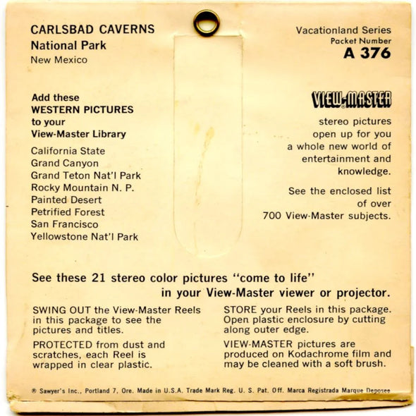 Carlsbad Caverns - National Park - View-Master 3 Reel Packet - 1960s views - vintage (ECO-A376-SX) Packet 3dstereo 