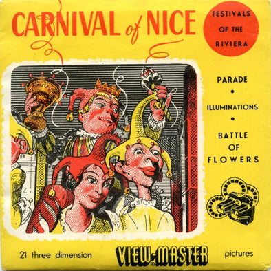 Carnival of Nice - View-Master 3 Reel Packet - 1950s Views - Vintage - (zur Kleinsmiede) - (CAR-NIC-BS3)