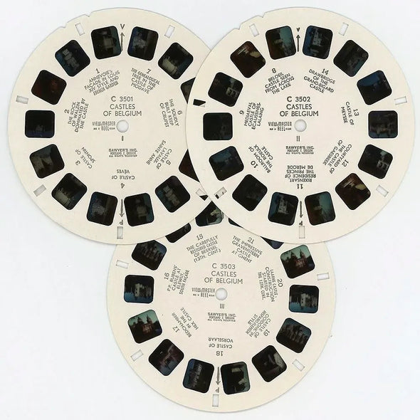 Castles of Belgium - View-Master 3 Reel Packet - 1950s views - vintage (PKT-C350-BS4) Packet 3dstereo 