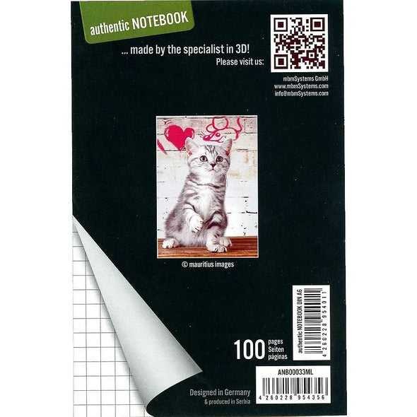 CAT, I LOVE MICE - Two (2) Notebooks with 3D Lenticular Covers - Graph Lined Pages - NEW Notebook 3Dstereo.com 
