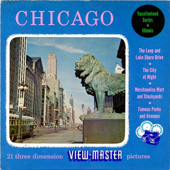 Chicago - City - View-Master 3 Reel Packet - 1950s views - vintage - (PKT-CHI-S3) Packet 3dstereo 