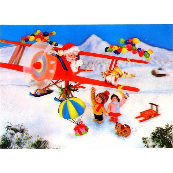 Children on Christmas Day - 2 3D Postcard Lenticular Greeting Cards - NEW Postcard 3dstereo 