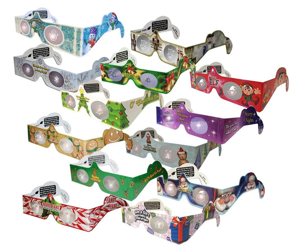 Christmas Glasses Holiday Eyes® - Exclusive Famous Assortment - 13 Pairs / 13 Styles - 3D Holographic Glasses - NEW 3D Glasses 3dstereo 