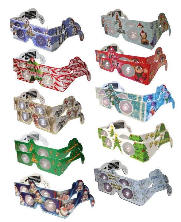 Christmas Glasses Holiday Eyes® - Jumbo Assortment - 20 Pairs - 3D Holographic Glasses - NEW 3D Glasses 3dstereo 