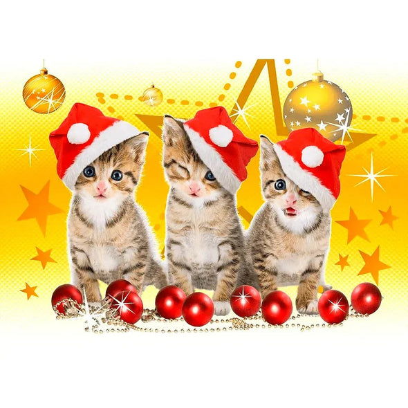 Christmas Kittens - 3D Action Lenticular Postcard Greeting Card - NEW Postcard 3dstereo 