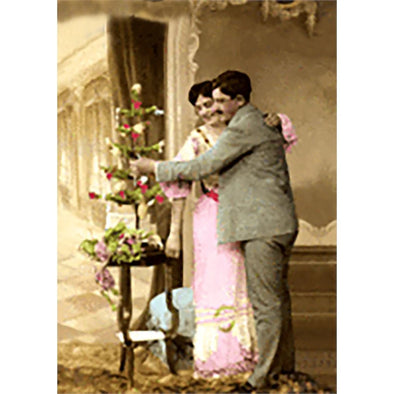Christmas - Lovers -  3D Lenticular Victorian Postcard - NEW