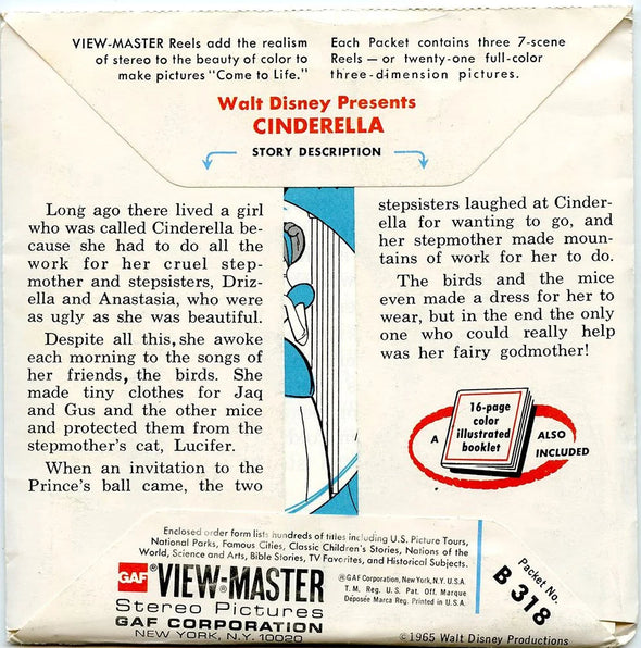 Cinderella - View-Master 3 Reel Packet -1970s - vintage - (B318-G5Ank) 3Dstereo 