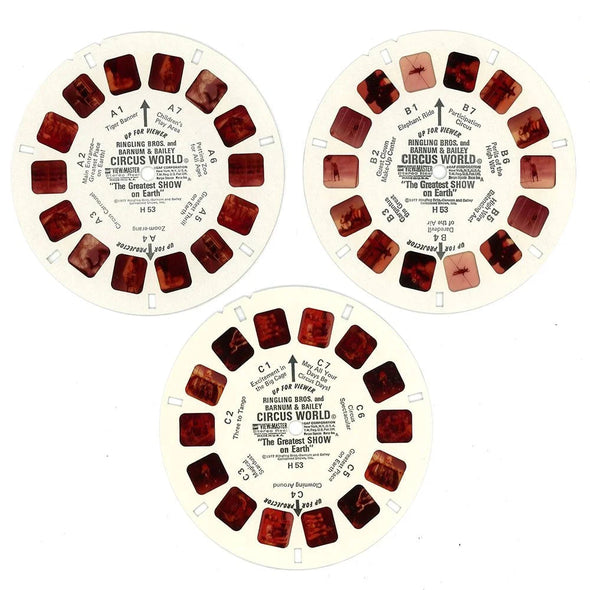 Circus World - View-Master 3 Reel Packet - 1970s Views - Vintage - (PKT-H53-G5) Packet 3dstereo 