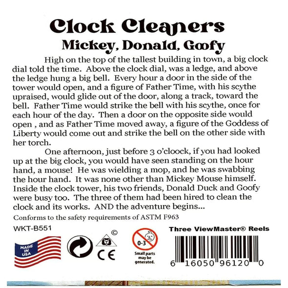 Mickey, Donald, Goofy - Clock Cleaners - View-Master 3 Reel Set - NEW - B551 Packet 3dstereo 