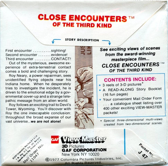 Close Encounters - View-Master 3 Reel Packet - 1970s - Vintage - (PKT-J47-G6mint)