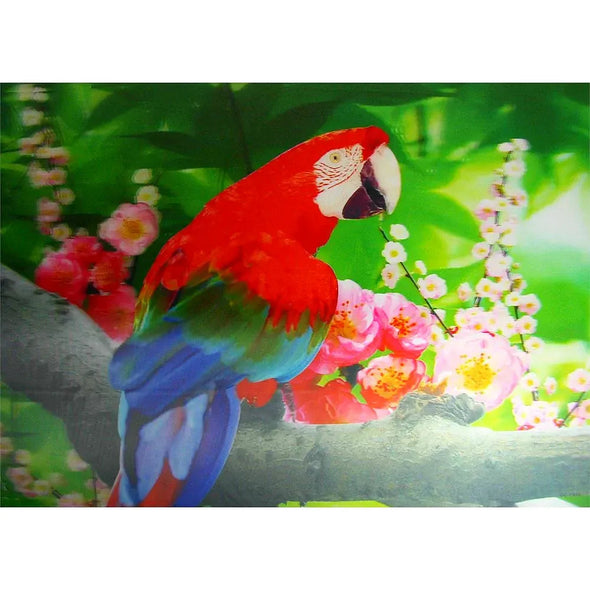 Colorful PARROT with Flowers - 3D Lenticular Poster - 12x16 - NEW