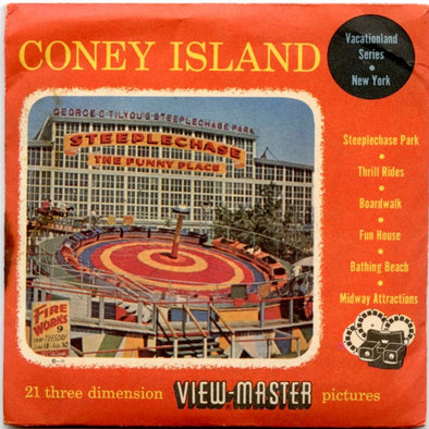 Coney Island - View-Master 3 Reel Packet - 1950s views - vintage - (ECO-CON-IS-S3) Packet 3dstereo 