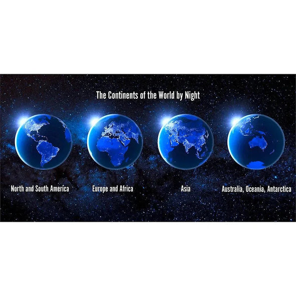 Continents of World by Night - 3D Lenticular Oversize-Postcard Greeting Card - NEW Postcard 3dstereo 