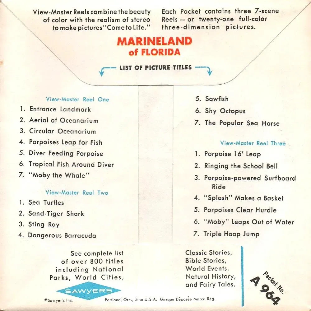 Marineland of Florida - Vintage Classic View-Master 3 Reel Packet - A9 ...