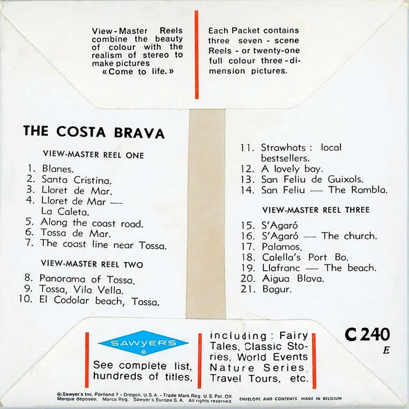 Costa Brava - View-Master - Vintage - 3 Reel Packet - 1960s views - (PKT-C240-S5) Packet 3dstereo 
