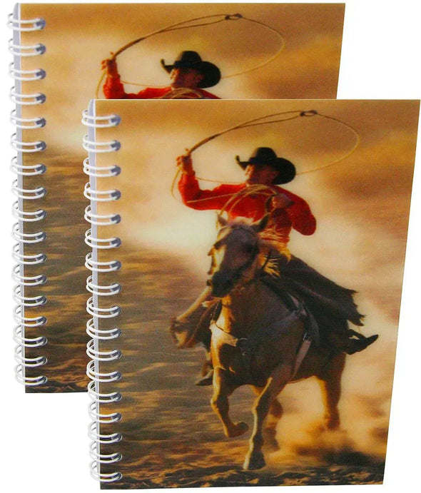 COWBOY - Two (2) Notebooks with 3D Lenticular Covers - Unlined Pages - NEW Notebook 3Dstereo.com 