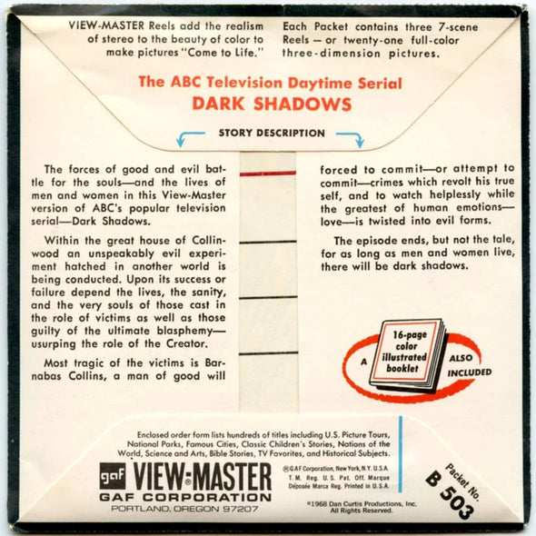 Dark Shadows - View-Master 3 Reel Packet - 1970s - vintage - (PKT-B503-G1) Packet 3dstereo 