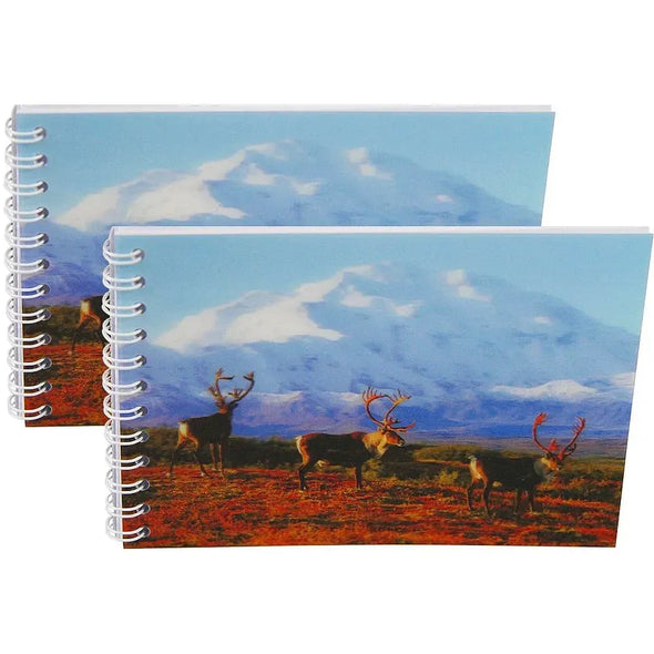 DENALI & CARIBOU - Two (2) Notebooks with 3D Lenticular Covers - Unlined Pages - NEW Notebook 3Dstereo.com 