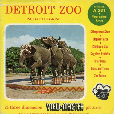 Detroit Zoo, Detroit, Michigan - Vintage Classic ViewMaster 3 Reel Packet - 1960s views (ECO-A581-S4)