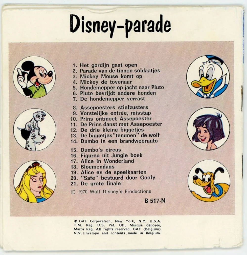 Disney on Parade - View-Master 3 Reel Packet - 1970s vintage -  (PKT-B517-BG3-N)