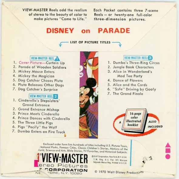 Disney on Parade - View-Master - Vintage - 3 Reel Packet - 1970s views - (PKT-B517-G3A) Packet 3Dstereo 