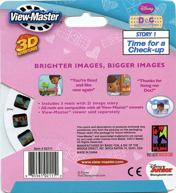 Doc McStuffins - Time for a check-up - View-Master 3 Reel Set on Card - NEW - (VBP-2111) VBP 3dstereo 