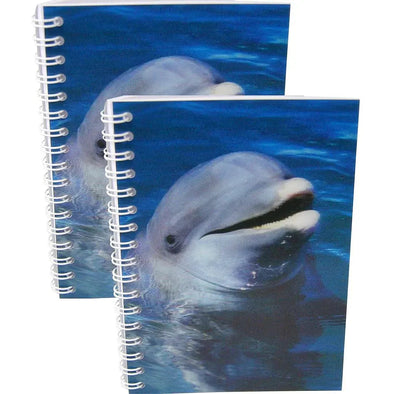 DOLPHIN BOTTLENOSE - Two (2) Notebooks with 3D Lenticular Covers - Unlined Pages - NEW Notebook 3Dstereo.com 