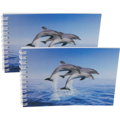 DOLPHINS JUMPING - Two (2) Notebooks with 3D Lenticular Covers - Unlined Pages - NEW Notebook 3Dstereo.com 