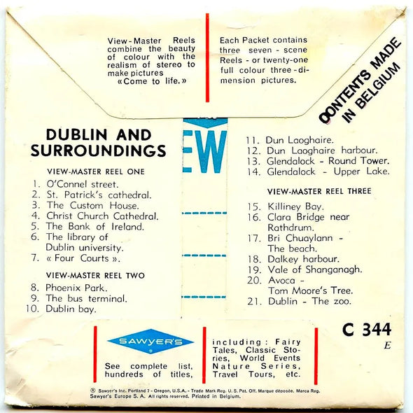 Dublin and Surroundings - View-Master - 3 Reel Packet - 1960s views - vintage - (ECO-C344E-BS6) Packet 3dstereo 