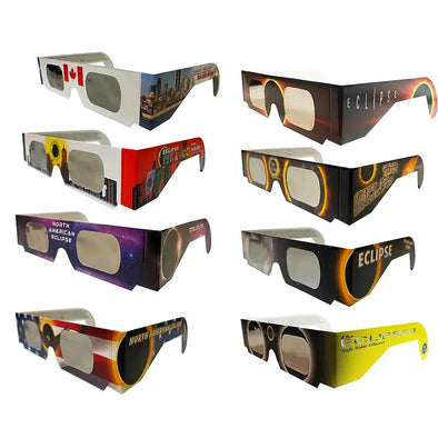 Eclipse Glasses Great Assortment - 8 pair - AAS & CE Approved - ISO Certified Safe for all solar eclipses - NEW