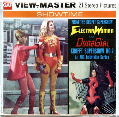 Electra Woman and Dyna Girl - View-Master 3 Reel Packet - 1970s - Vintage - (PKT-H3-G5mint) Packet 3dstereo 