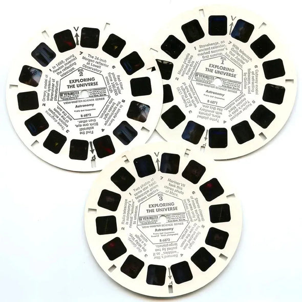 Exploring the Universe Astronomy - View-Master - Vintage - 3 Reel Packet - 1970s views ( ECO-B687-G3A) Packet 3dstereo 