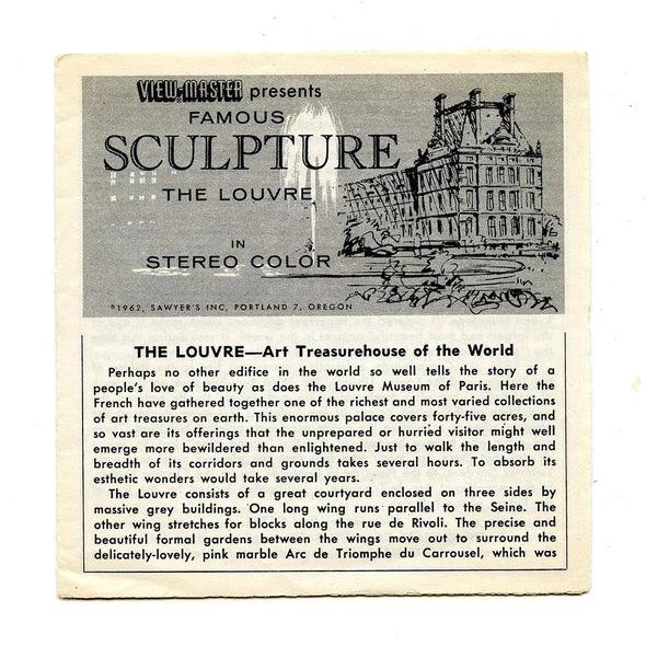 Famous Sculpture - Louvre Paris - View-Master 3 Reel Packet -1970s - vintage - (C178-S5) Packet 3Dstereo 