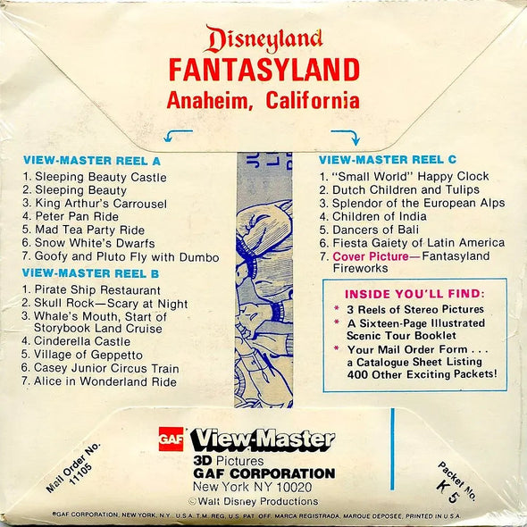 Fantasyland - View-Master 3 Reel Packet - 1970s - (PKT-K5-G6m) Packet 3dstereo 