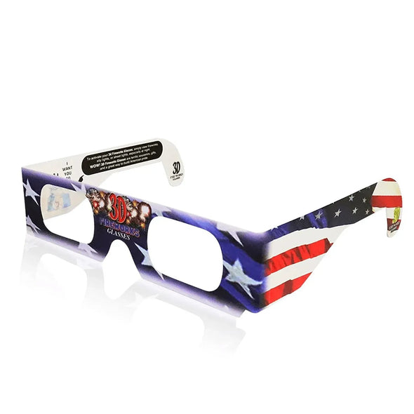3D Fireworks - Patriotic/Flag - Cardboard Prismatic Diffraction Glasses - NEW 3dstereo 