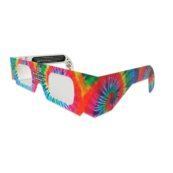 3D Fireworks Glasses - Tie Dye - Cardboard Prismatic Diffraction Glasses - NEW 3dstereo 