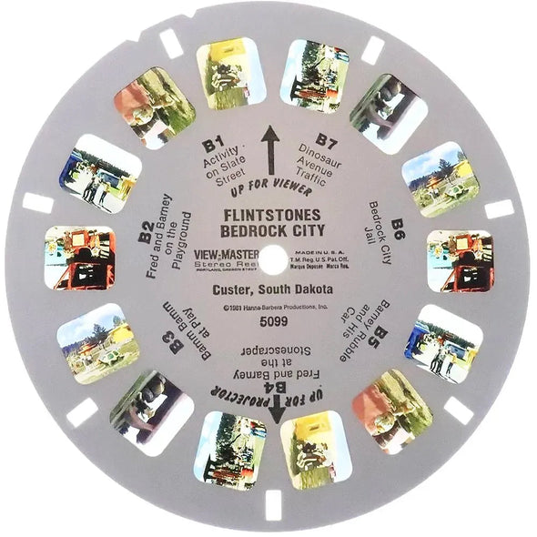 Flintstones Bedrock City - View-Master 3 Reel Set on Card - vintage - (5099) VBP 3dstereo 