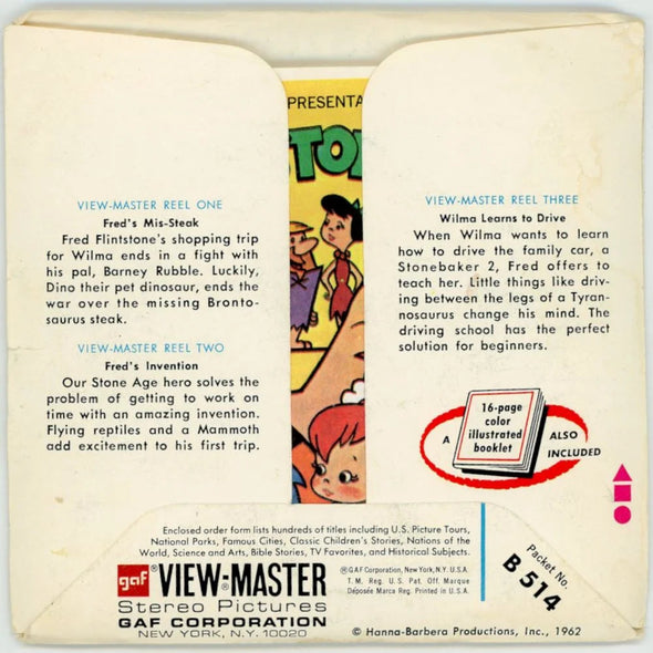 Flintstones  - View-Master 3 Reel Packet - 1970s - vintage - (ECO-B514-G3A)