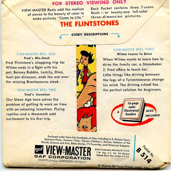 Flintstones - View-Master 3 Reel Packet - vintage - (ECO-B514-G1A) Packet 3Dstereo 