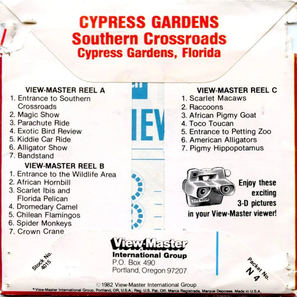Florida Cypress Gardens - View-Master 3 Reel Packet - 1980s Views - Vintage - (ECO-N4-V2)