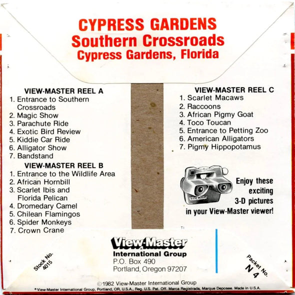 Florida Cypress Gardens - View-Master 3 Reel Packet - 1980s Views - Vintage - N4-V2) Packet 3dstereo 