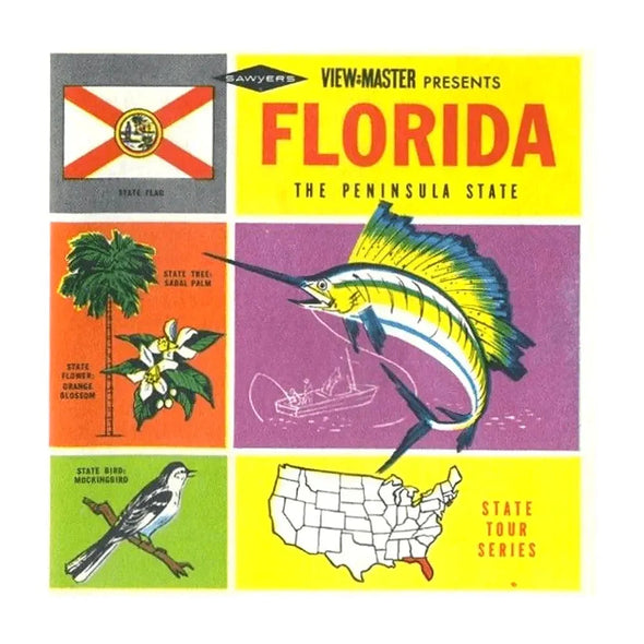 Florida - Map Series - A960 - ViewMaster Reel Packet - 1960s views - Vintage - (PKT-A960-S6A) Packet 3dstereo 