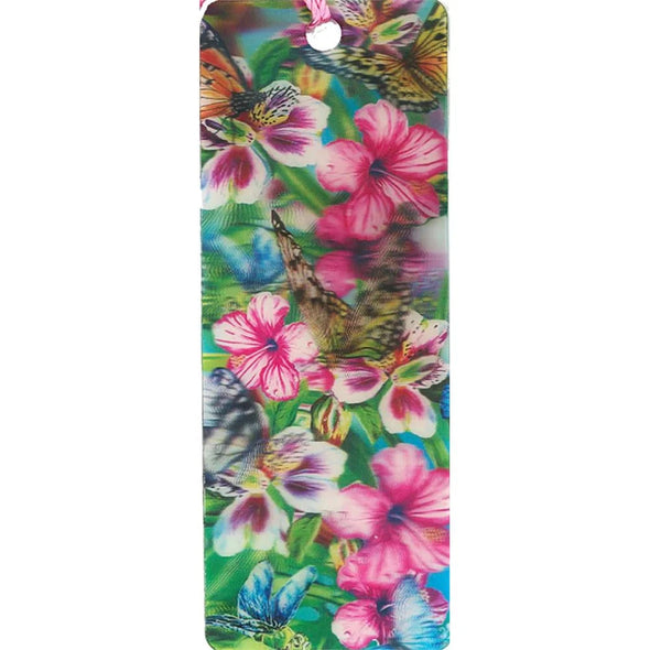 FLOWER WITH BUTTERFLIES - 3D Lenticular Bookmark - NEW Bookmarks 3Dstereo 