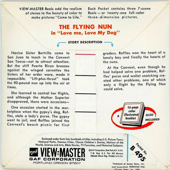 Flying Nun - View-Master 3 Reel Packet - 1970s - vintage - (PKT-B495-G1A) Packet 3Dstereo 