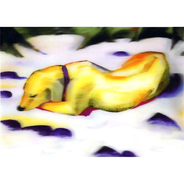 Franz Marc - Dog Lying in the Snow - 3D Lenticular Postcard Greeting Card - NEW 3dstereo 